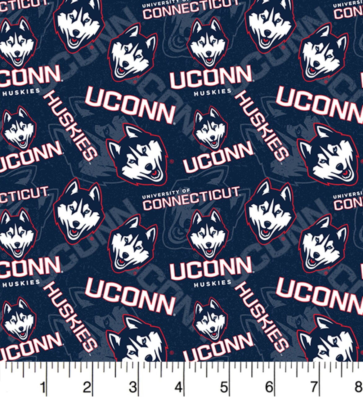 Sykel Enterprises-University of Connecticut Cotton Fabric-UCONN Huskies Tone On Tone Cotton Quilting Fabric